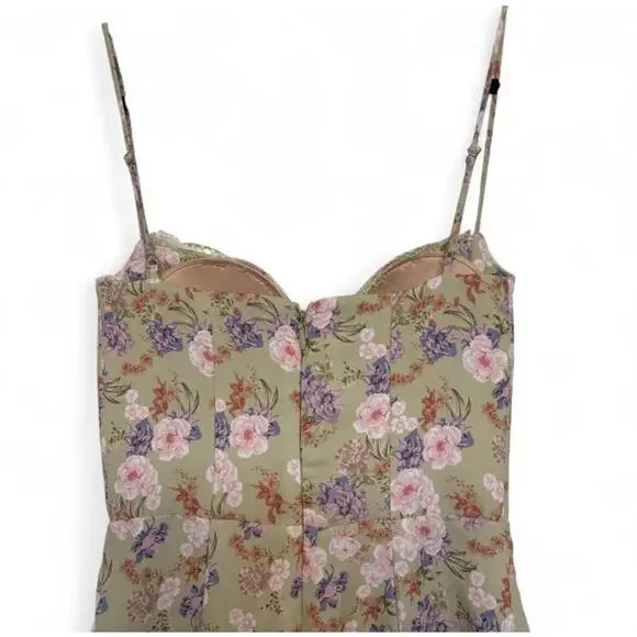 House of CB Charlotte green peony floral print midi dress Size Small - Picture 9 of 11